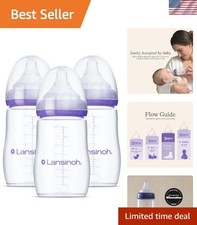 NaturalWave 8 Oz Anti-Colic Baby Bottles - 3 Count, Medium Flow Nipples Included