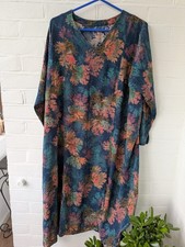 women's long sleeve green autumn floral maxi dress XXL 54w