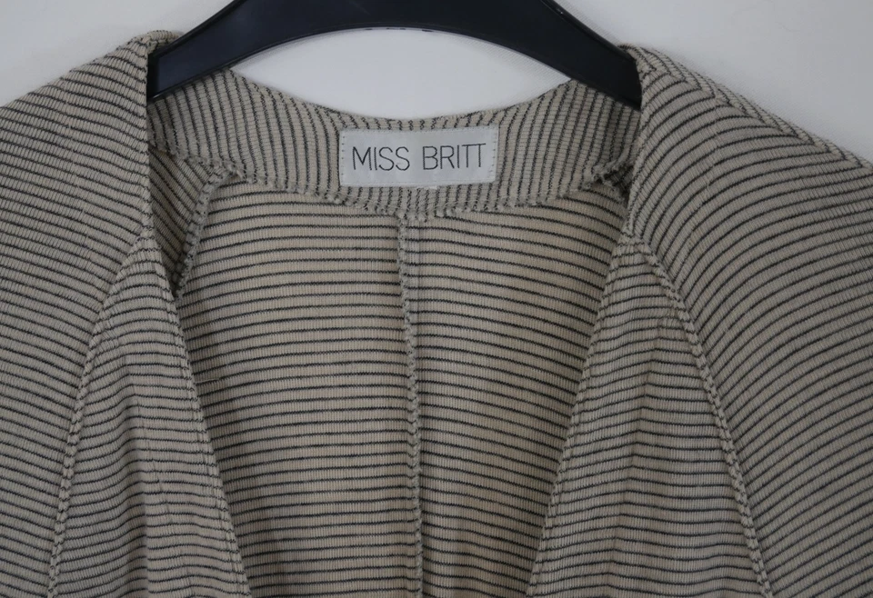 MISS BRITT Lange Strickjacke Strickmantel Beige/Schwarz WOLLE Größe XS 34/36 TOP - Bild 3 von 4