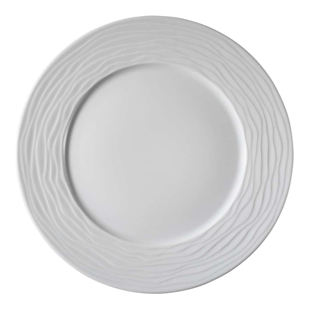 Set 6 Dinner Plates Porcelain White Sea Wave 30 cm Kutahya Porselen