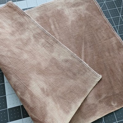 Hand Dyed Cross Stitch Aida Fabric 14 count 16''x13'' Brown Sampler Cotton Cloth 