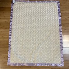 The Peanut Shell Baby Violet Flower Soft White Swirl Blanket Lovey Satin Floral.