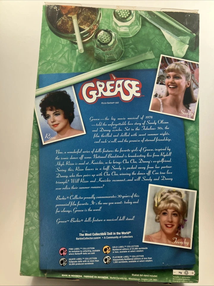NOVA Boneca Barbie Grease Rizzo 30 Anos Etiqueta Rosa 2008 - Imagem 2 de 4