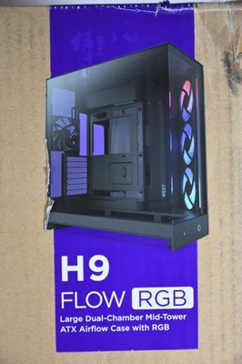 NZXT H9 Flow RGB Black Dual-Chamber Mid-Tower ATX PC Case Factory Sealed New