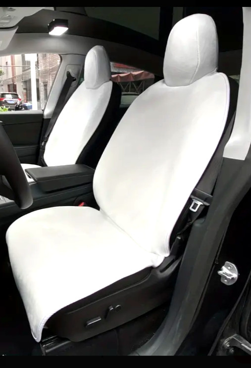 Tesla Model 3/Y White Flannel Seat Cover  (single unit)