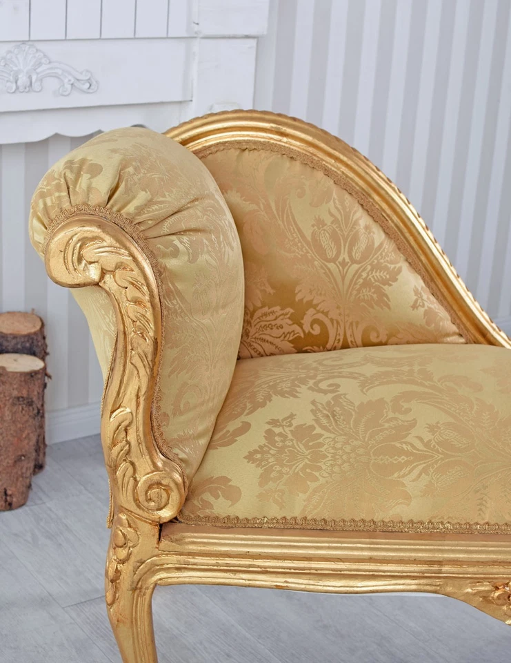 Hocker Sitzhocker Recamiere gold Polsterbank Sofa rokoko Ottomane Sitzbank Bank - Bild 3 von 4