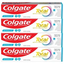 Colgate Total Whitening Toothpaste Gel Pack of 4 5.1 oz for Stronger Teeth