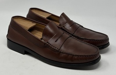 Tods Penny Loafers Men s Brown Leather Strap Slip On Driving Moccasins Shoes