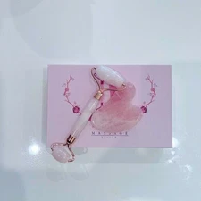 Rose Quartz Jade Roller & Gua Sha Face Body Facial Therapy Massager Stone NWT