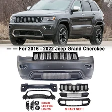 9pcs For 2016-2022 Jeep Grand Cherokee New Front Bumper Cover Kit Complete