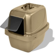 Van Ness Pets Odor Control Large Enclosed Sifting Cat Pan With Door Hooded Beige