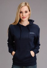 Stetson Womens Hankerchief Print Navy Cotton Blend Hoodie