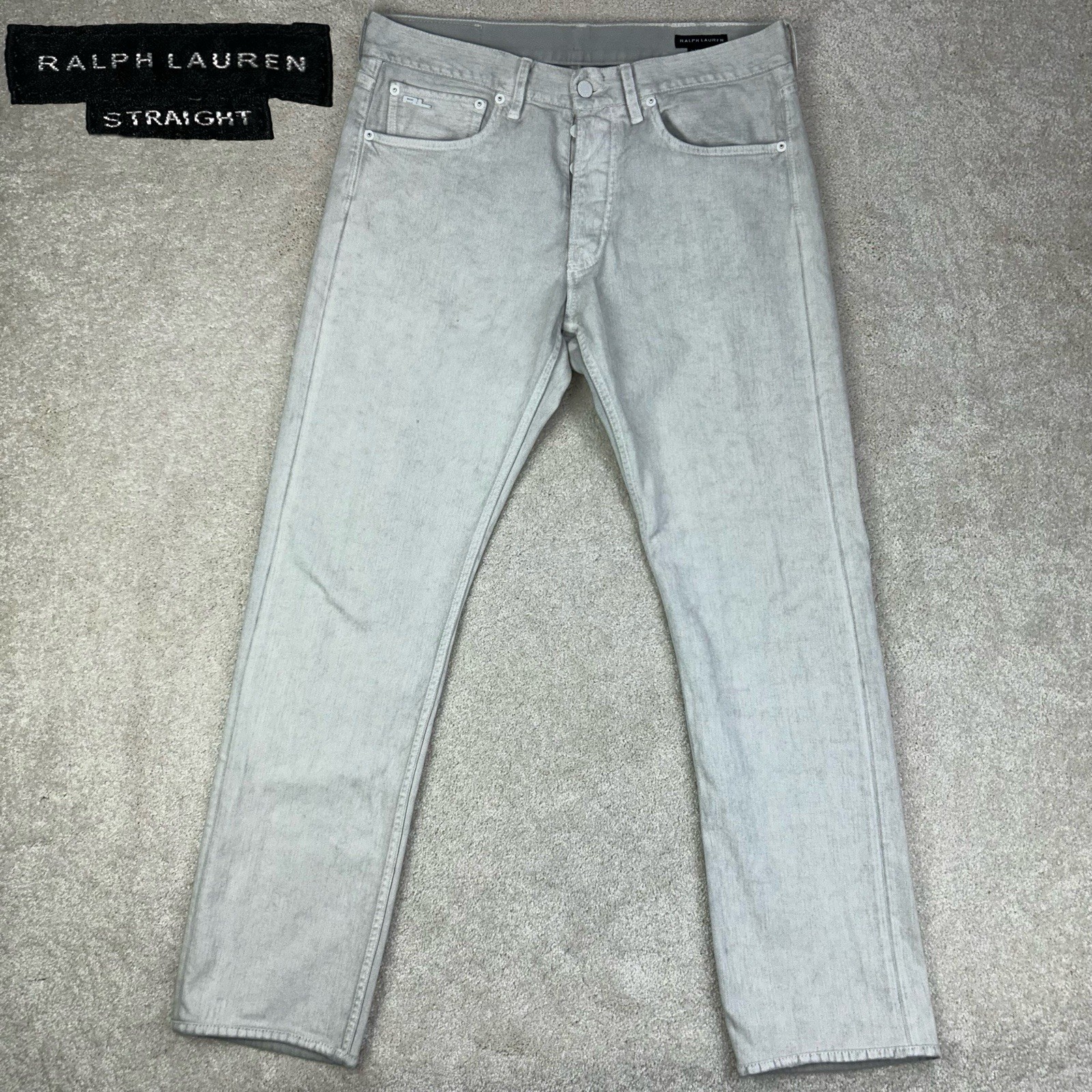 Rl Straight White Painted Stretch Jeans 32x34