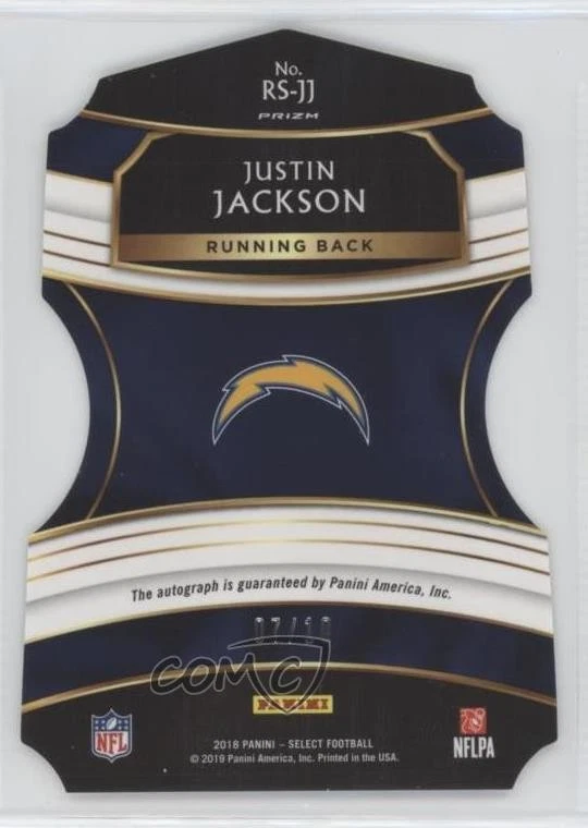 2018 Select Rookie Signatures Gold Prizm Die-Cut /10 Justin Jackson Auto RC - Image 2 of 2