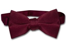 Vesuvio Napoli Boys BOWTIE Solid BURGUNDY Color Youth Bow Tie
