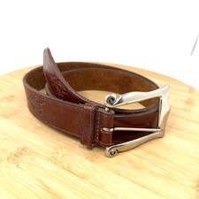 Embossed Tooled Leather Western Belt Cowgirl Waist Size 29-33 In Made in USA