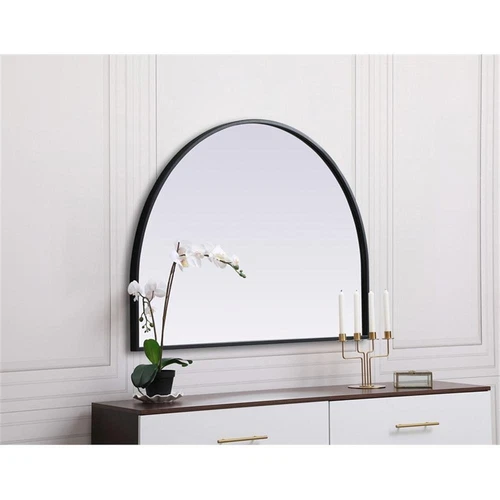 Elegant Decor Ayra 33x24" Arch Modern MDF Wood/Iron Mirror in Black - Picture 9 of 9