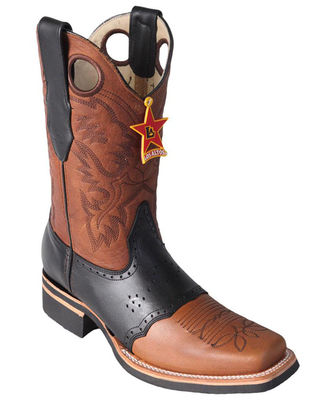 Los Altos Size 8.5 EE Honey Brown Leather Square Toe Stitched Pull Strap Boots Los Altos Rodeo Square Toe Cowboy Boot - Honey Brown – MexWest main image 3