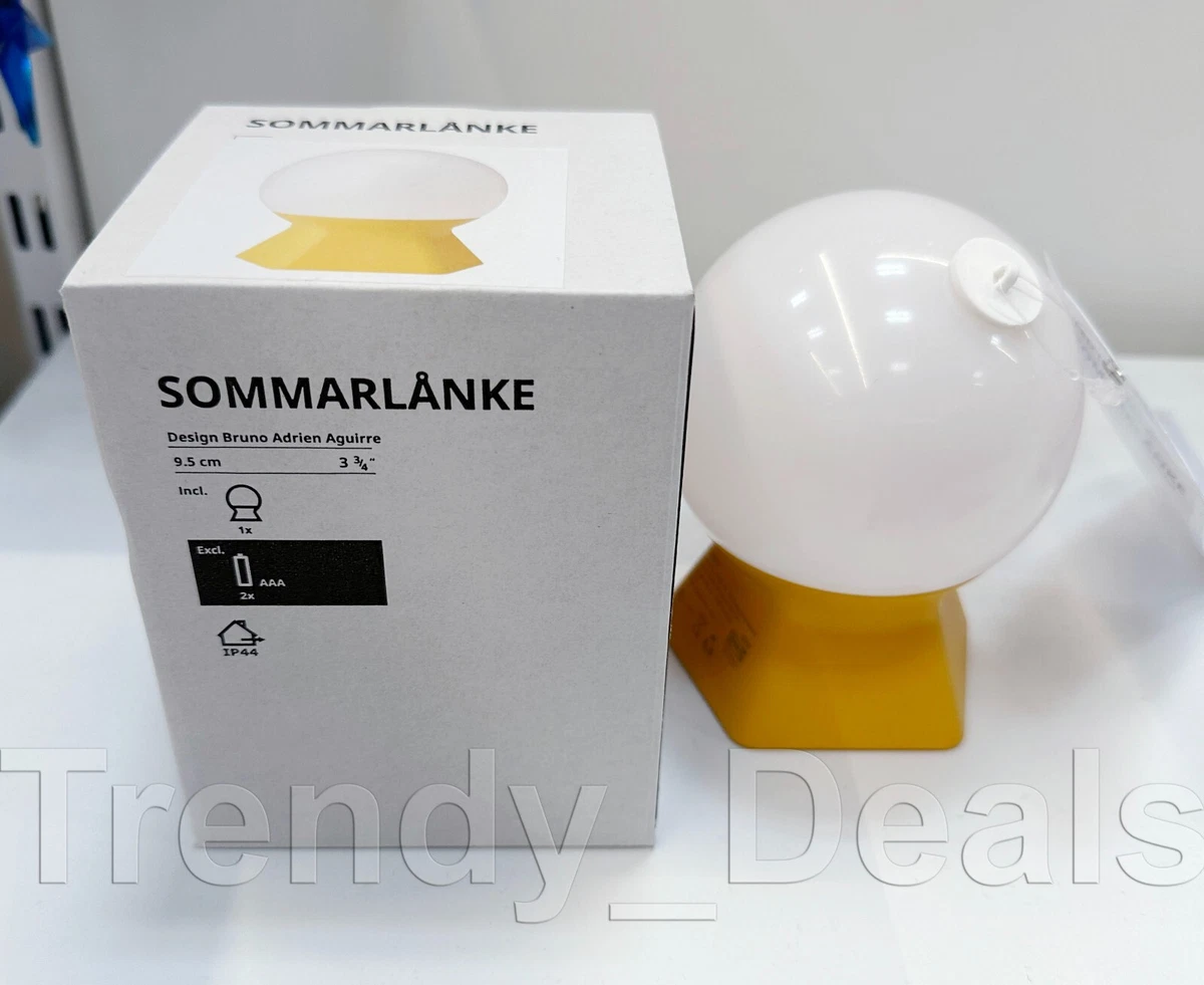 SOMMARLÅNKE Lampe de table à LED, jaune mini/à pile extérieur, 13