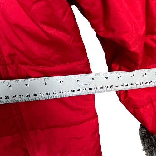 Down Coat WS Duck Winter Removable Faux Fur Trim Size Medium Vintage Red Puffer - Picture 5 of 12