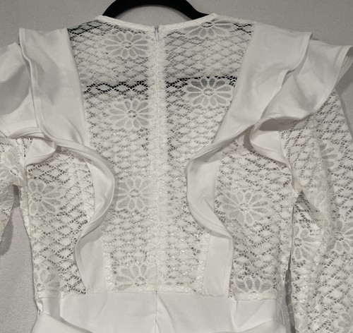 Sexy Lace White Long Sleeve Jumpsuit Buckle Size XXL - Picture 5 of 5