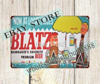 1950s beer CANMAN BOTTLEMAN metal tin sign kitchen interior design pubsdecor