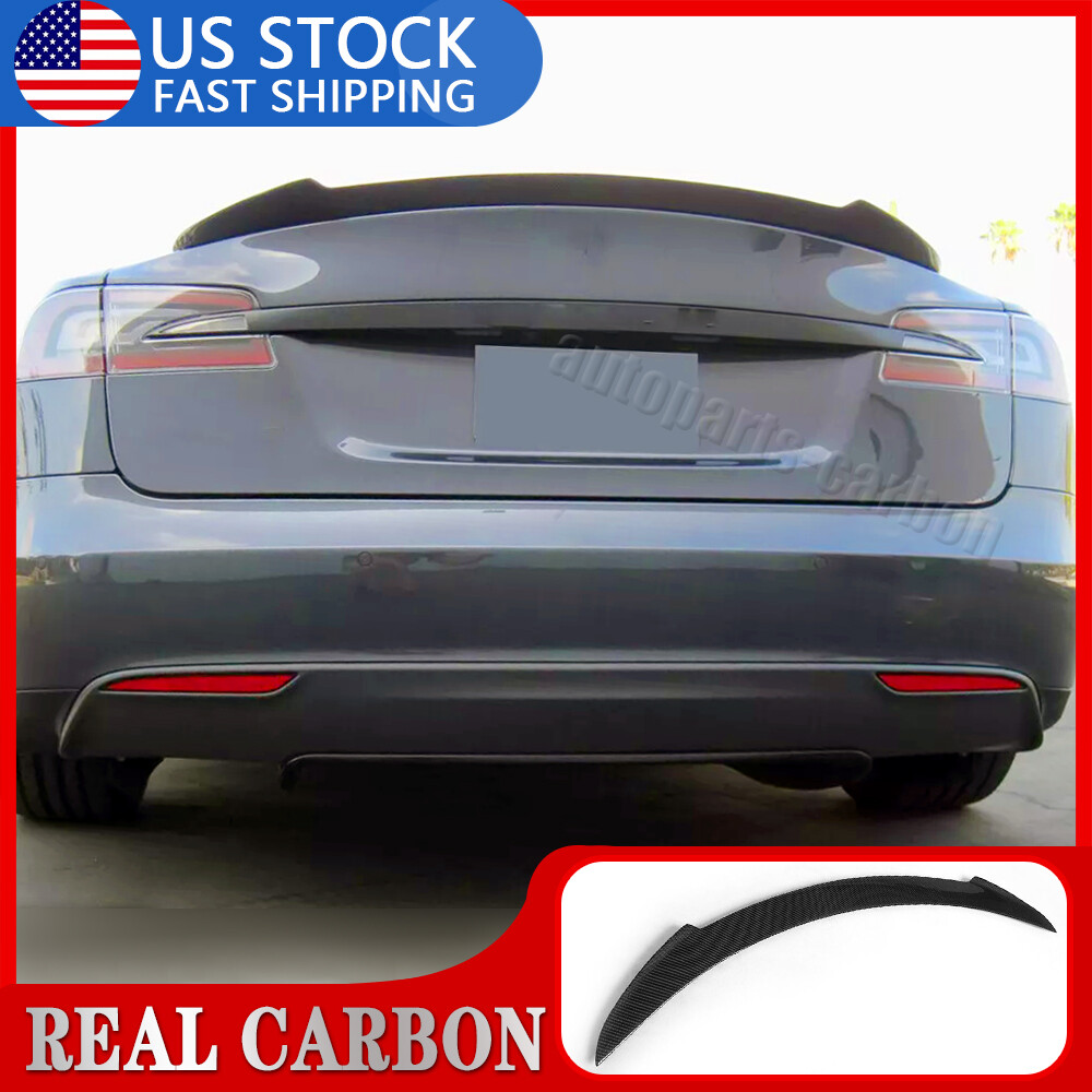 Fits Tesla Model S PLAID 2012-24 Real Carbon Fiber Rear Trunk Spoiler Wing Lip