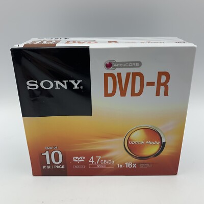 Sony 10DMR47SS 16x DVD-R 4.7GB Recordable DVD Media 10-Pack New Sealed