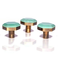 Handmade Amazonite Gemstone Knob - Hexagon Drawer Pull | Elegant Cabinet Handle
