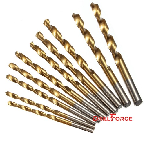 Juego de brocas de metal de torsión de longitud de jobber de titanio HSS de 10 piezas de 5/64" - Imagen 3 de 5