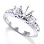 14k White Gold Diamond three stone Engagement Ring 4 to 9.5 #R696 — photo 1