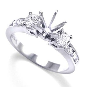 14k White Gold Diamond three stone Engagement Ring 4 to 9.5 #R696
