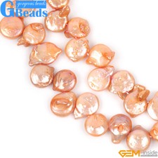 Colorful Freshwater Pearl Gemstone Mother Of Shell Coin Beads Jewelry Making 15"