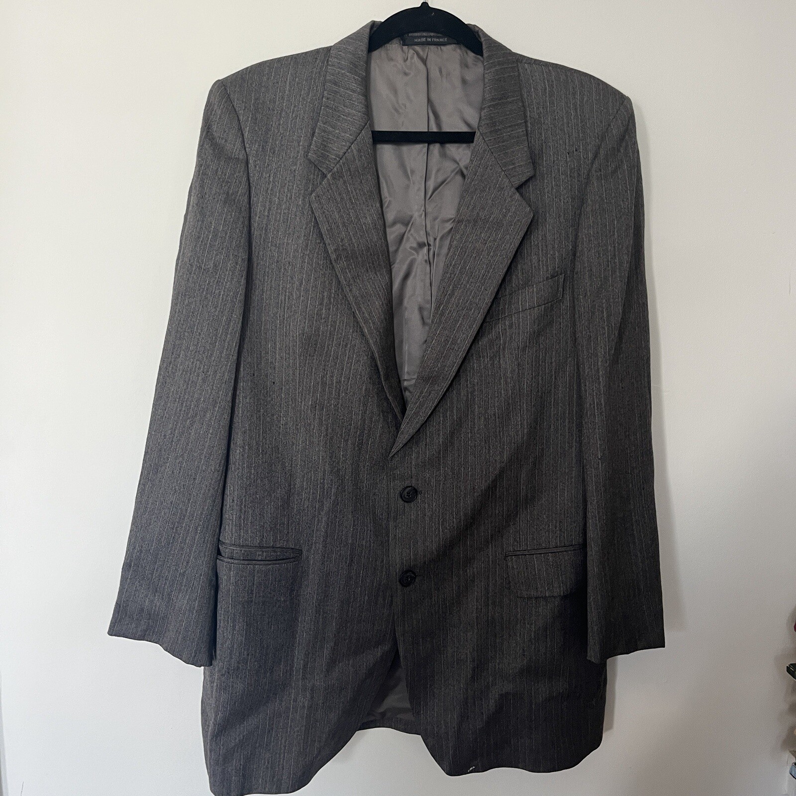 Blazer Jacket Yves Saint Laurent Vintage anni '70 a spina di pesce a righe grigio 40R Francia