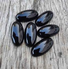 Natural Black Onyx Long Oval Cabochon Wholesale Flat Back Loose Gemstone