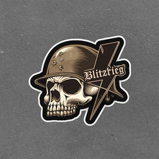 Blitzkrieg Skull Helmet Sticker - WWII German Military Death Head Decal 1566