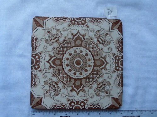 Old Large MINTON HOLLINS & Co. Victorian / Edwardian Geometric pattern tile 8x8" - Picture 1 of 12