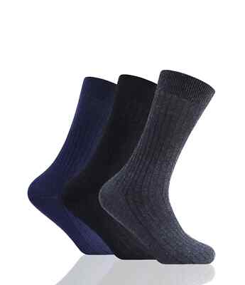 Herren nicht elastisch Diabetiker gerippt 100 % Baumwolle Komfort weiche Socken UK6-11,11-14
