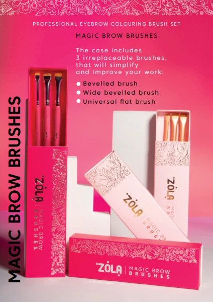 Brush Set*Magic Brow brushes for tinting eyebrows*(Angled+Flat+Universal) ZOLA - Image 3 of 3