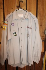 Boy Scouts of Canada Gray Men's Adult Shirt XL  Sewn on patches