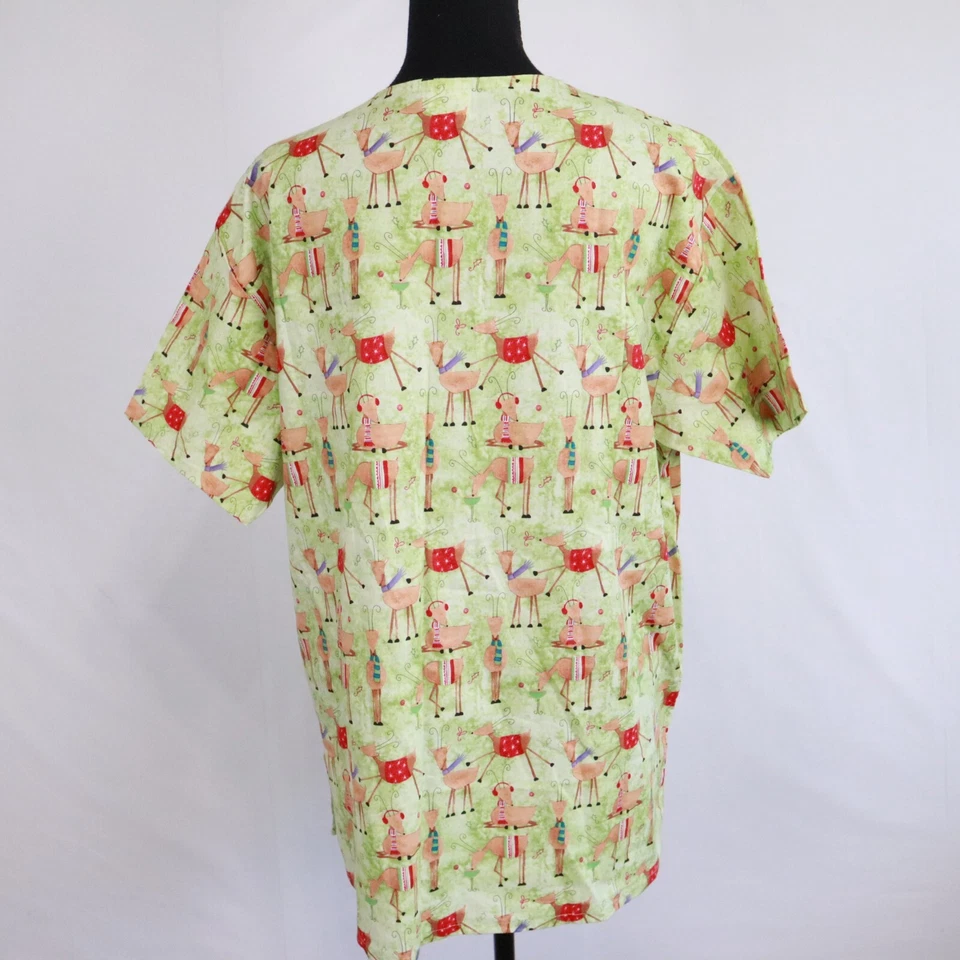 Blusa Médica Cisne Blanco Mujer Mediana Navidad Vacaciones Reno Uniforme Foto 4 de 4