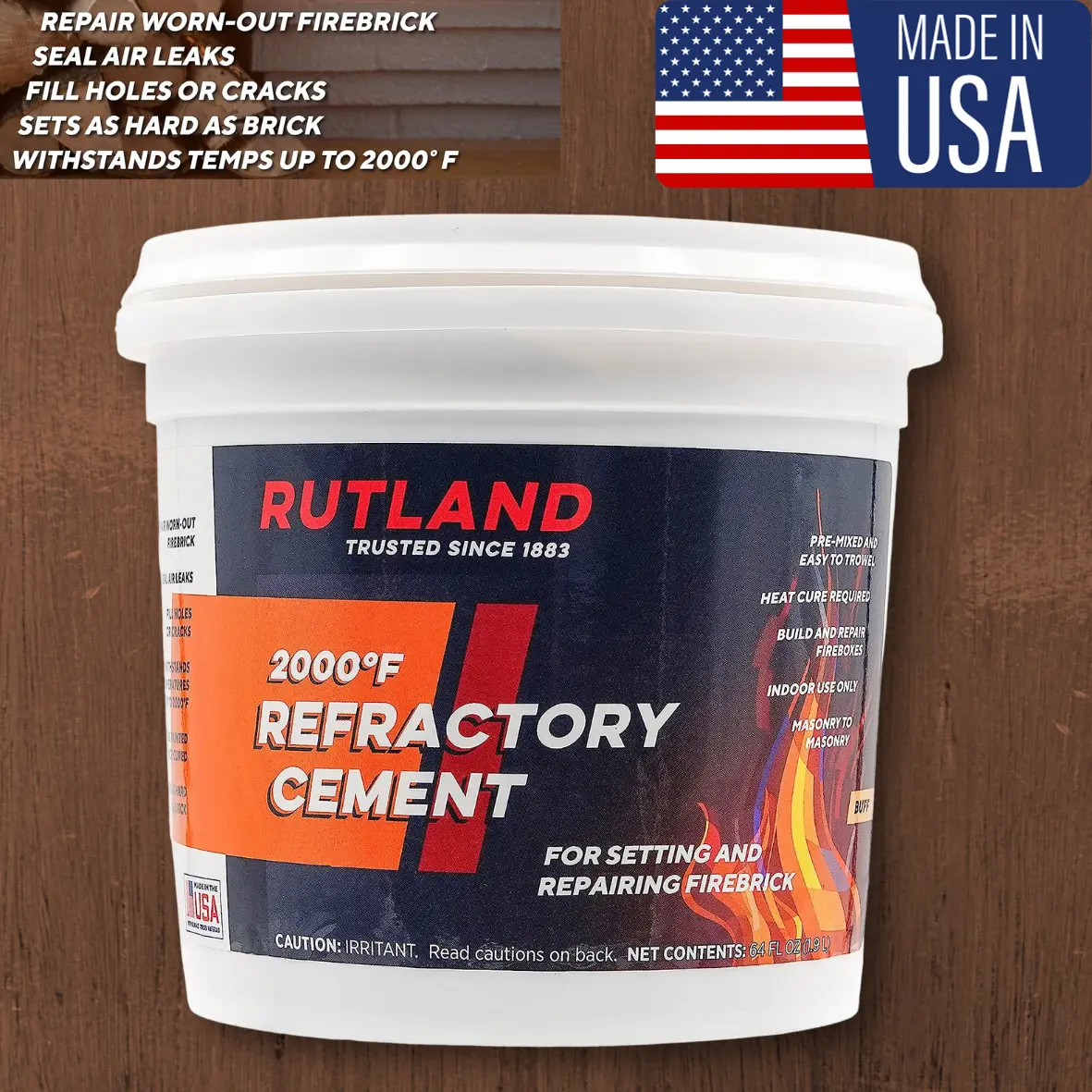 Rutland 610 Refractory Cement 64 Fl Oz Ready-To-Use Pre-Mixed Cement For  Repair
