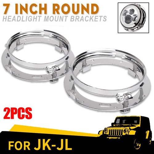 7 Inch Chrome Headlight Mount Ring Bracket - For Harley Touring & Jeep Wrangler LED Lights