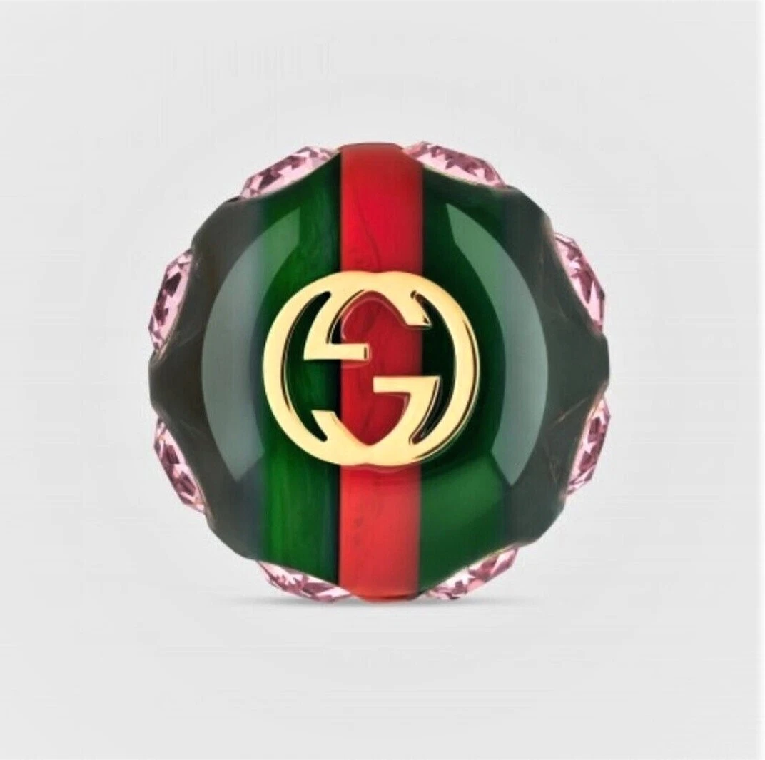 Broche à broche tissée femme Gucci or Sylvie vintage GRG avec cristaux 540345 8518