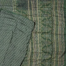 Namaste Vintage Green Sarees 100% Pure Silk Printed Indian Sari 5YD Craft Fabric