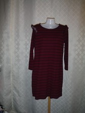 Long Sleeve Knee Length Dresses XL,L,M,Old Navy Black & Burgundy Striped NWT