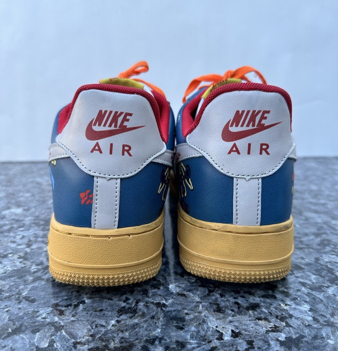 BLUE YELLOW DRIPPING BLOOD SWOOSH CUSTOM Nike AIR FORCE 1  display picture 3