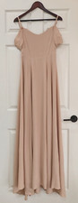 Reformation Poppy Dress in Champagne Sz 8 Crepe Maxi Cold Shoulder Prom Wedding