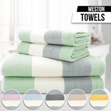 100% Super Soft Egyptian Cotton Ombre Multi Striped Super Plain Towels Hand Bath
