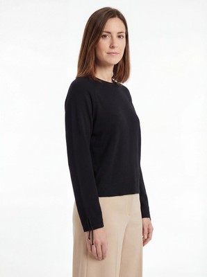 Akep Damen Pullover mit Rundhalsausschnitt nero Größe S-M
